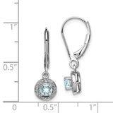 Sterling Silver Rhodium-plated Diam. & Aquamarine Earrings-WBC-QBE11MAR