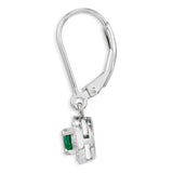 Sterling Silver Rhodium-plated Diam. & Created Emerald Earrings-WBC-QBE11MAY