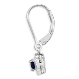 Sterling Silver Rhodium-plated Diam. & Created Sapphire Earrings-WBC-QBE11SEP