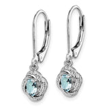 Sterling Silver Rhodium-plated Diam. & Aquamarine Earrings-WBC-QBE12MAR