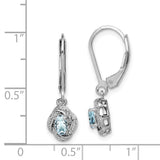 Sterling Silver Rhodium-plated Diam. & Aquamarine Earrings-WBC-QBE12MAR