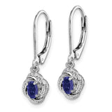 Sterling Silver Rhodium-plated Diam. & Created Sapphire Earrings-WBC-QBE12SEP