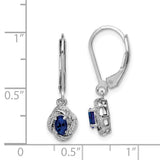 Sterling Silver Rhodium-plated Diam. & Created Sapphire Earrings-WBC-QBE12SEP