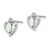 Sterling Silver Rhodium-plated Created Opal & Diam. Earrings-WBC-QBE19OCT