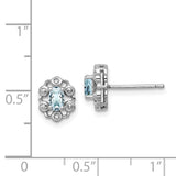 Sterling Silver Rhodium-plated Aquamarine & Diam. Earrings-WBC-QBE22MAR