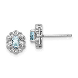 Sterling Silver Rhodium-plated Aquamarine & Diam. Earrings-WBC-QBE22MAR