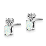 Sterling Silver Rhodium-plated Created Opal & Diam. Earrings-WBC-QBE23OCT