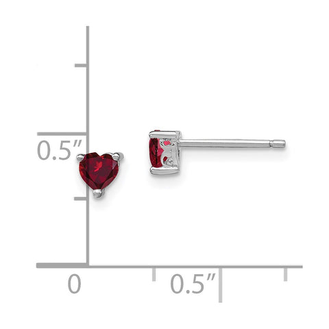 Sterling Silver 4mm Heart Created Ruby Post Earrings-WBC-QBE27JUL