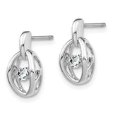 Sterling Silver Rhodium CZ Birthstone Vibrant Earrings-WBC-QBE32APR