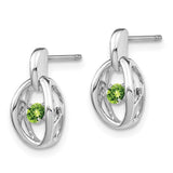 Sterling Silver Rhodium Peridot Birthstone Vibrant Earrings-WBC-QBE32AUG