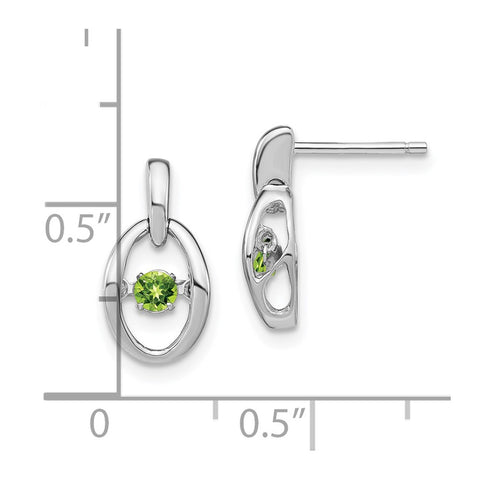 Sterling Silver Rhodium Peridot Birthstone Vibrant Earrings-WBC-QBE32AUG