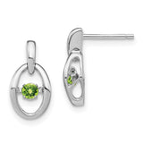 Sterling Silver Rhodium Peridot Birthstone Vibrant Earrings-WBC-QBE32AUG