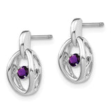 Sterling Silver Rhodium Amethyst Birthstone Vibrant Earrings-WBC-QBE32FEB