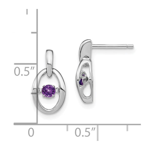 Sterling Silver Rhodium Amethyst Birthstone Vibrant Earrings-WBC-QBE32FEB