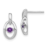 Sterling Silver Rhodium Amethyst Birthstone Vibrant Earrings-WBC-QBE32FEB