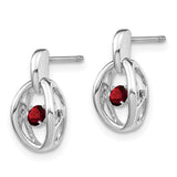 Sterling Silver Rhodium Garnet Birthstone Vibrant Earrings-WBC-QBE32JAN