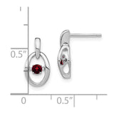 Sterling Silver Rhodium Garnet Birthstone Vibrant Earrings-WBC-QBE32JAN