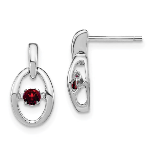 Sterling Silver Rhodium Garnet Birthstone Vibrant Earrings-WBC-QBE32JAN