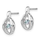 Sterling Silver Rhodium Aquamarine Birthstone Vibrant Earrings-WBC-QBE32MAR