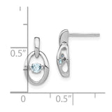 Sterling Silver Rhodium Aquamarine Birthstone Vibrant Earrings-WBC-QBE32MAR