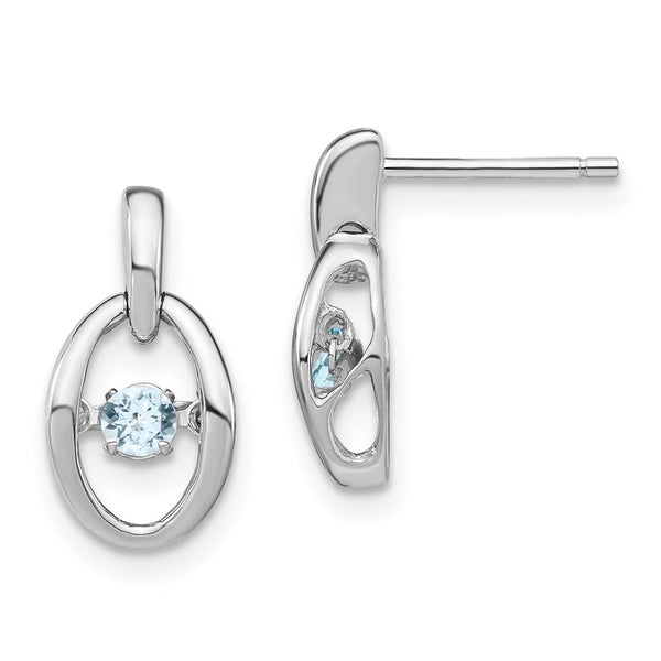 Sterling Silver Rhodium Aquamarine Birthstone Vibrant Earrings-WBC-QBE32MAR