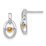 Sterling Silver Rhodium Citrine Birthstone Vibrant Earrings-WBC-QBE32NOV