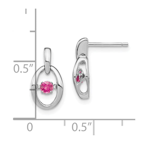 Sterling Silver Rhodium Pink CZ Birthstone Vibrant Earrings-WBC-QBE32OCT