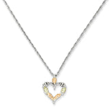 Sterling Silver & 12K Heart Necklace-WBC-QBH104-18