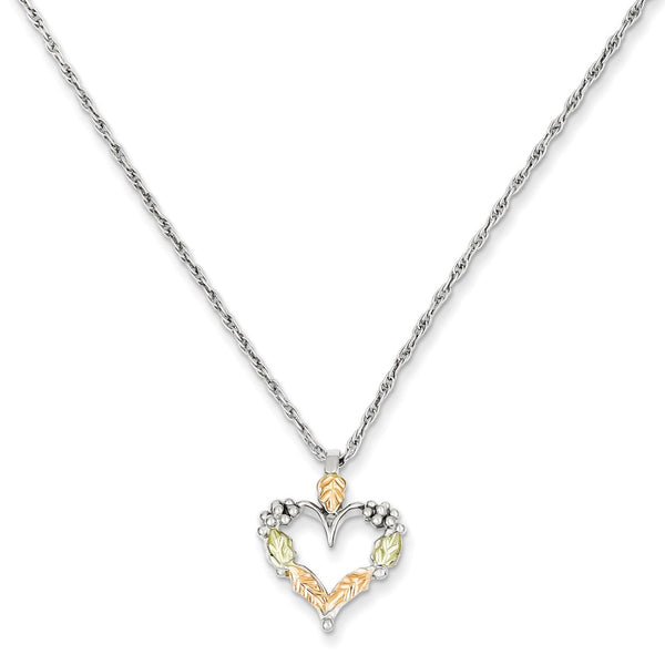 Sterling Silver & 12K Heart Necklace-WBC-QBH104-18