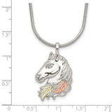 Sterling Silver & 12K Lg Horsehead Necklace-WBC-QBH111-20