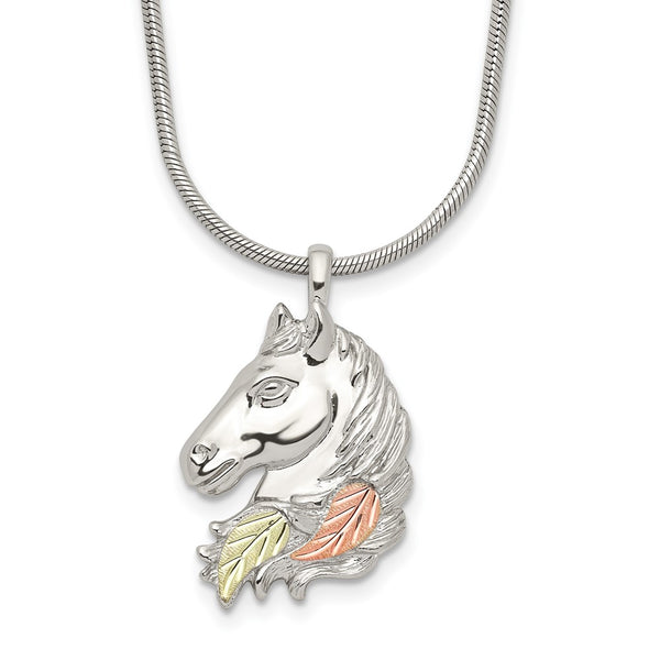 Sterling Silver & 12K Lg Horsehead Necklace-WBC-QBH111-20