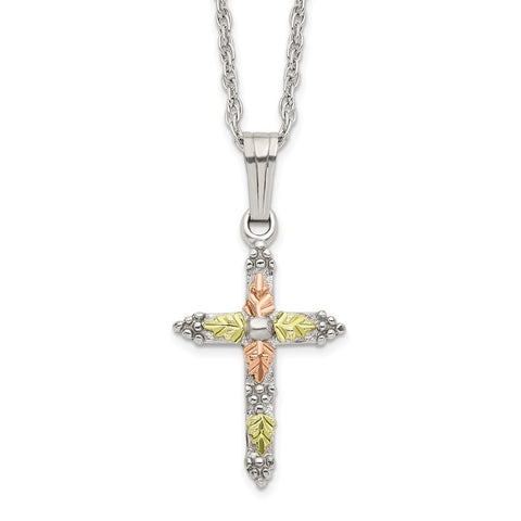 Sterling Silver & 12K Cross Necklace-WBC-QBH158-18