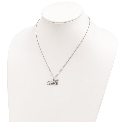 Sterling Silver & 12K Butterfly Believe Necklace-WBC-QBH184-18