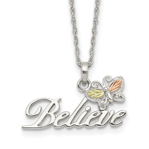 Sterling Silver & 12K Butterfly Believe Necklace-WBC-QBH184-18