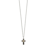 Sterling Silver & 12k Antiqued Cross Necklace-WBC-QBH216-18