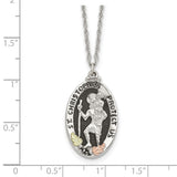 Sterling Silver & 12k Accents Antiqued St. Christopher Necklace-WBC-QBH252-18
