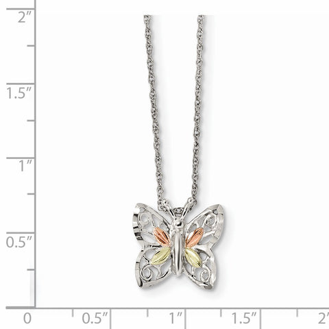 Sterling Silver & 12k Butterfly Necklace-WBC-QBH258-18