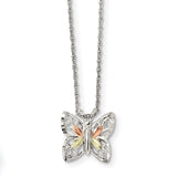 Sterling Silver & 12k Butterfly Necklace-WBC-QBH258-18