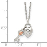 Sterling Silver & 12k Accents Heart & Key Necklace-WBC-QBH261-18