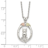 Sterling Silver & 12k Accents Cat Necklace-WBC-QBH265-18