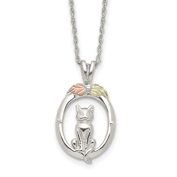 Sterling Silver & 12k Accents Cat Necklace-WBC-QBH265-18