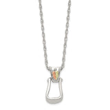 Sterling Silver & 12k Accents Antiqued Stirrup Necklace-WBC-QBH269-18