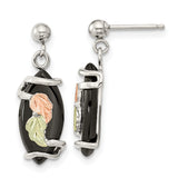 Sterling Silver w/12K Accents & Onyx Black Hills Gold Post Dangle Earrings-WBC-QBH280