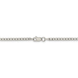 Sterling Silver 2.5mm 8 Sided Diamond-cut Box Chain-WBC-QBR050-24