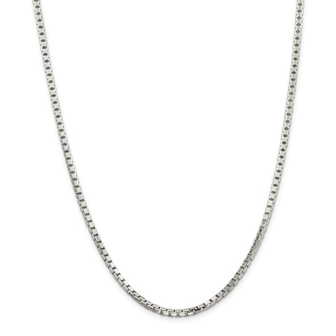 Sterling Silver 3.2mm 8 Sided Diamond-cut Box Chain-WBC-QBR057-28