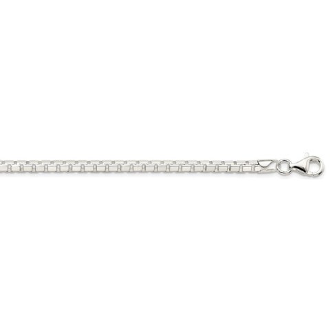 Sterling Silver 3.8mm 8 Sided Diamond-cut Box Chain-WBC-QBR065-20