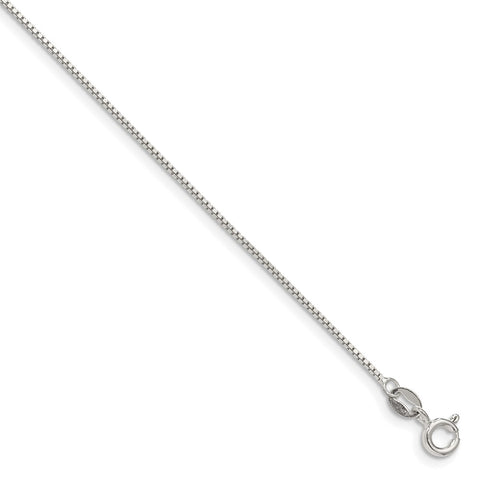 Sterling Silver .9mm Box Chain Anklet-WBC-QBX019-10