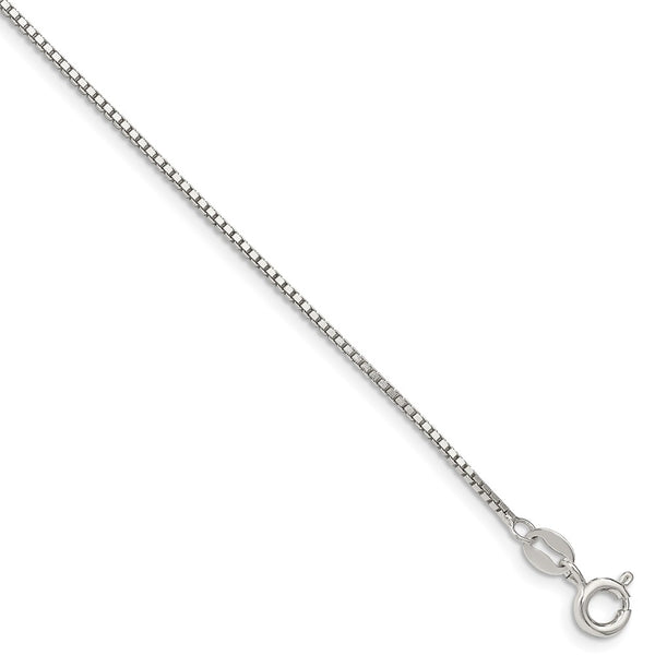 Sterling Silver 1.1mm Box Chain Anklet-WBC-QBX022-10