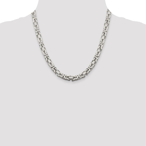 Sterling Silver 7.5mm Byzantine Chain-WBC-QBZ180-20