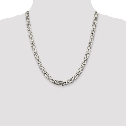 Sterling Silver 7.5mm Byzantine Chain-WBC-QBZ180-22